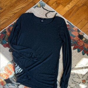 U-knit Dark Gray Long Sleeve Tee shirred sides and sleeves